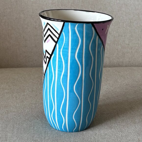 Vintage 1990 Signed Art Ceramic Vase Handcrafted 1990 - Picture 2 of 5